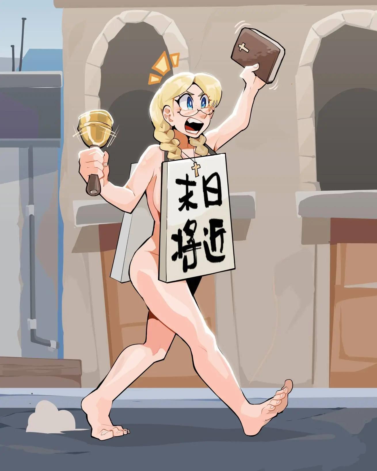 在宣传着什么的女人0